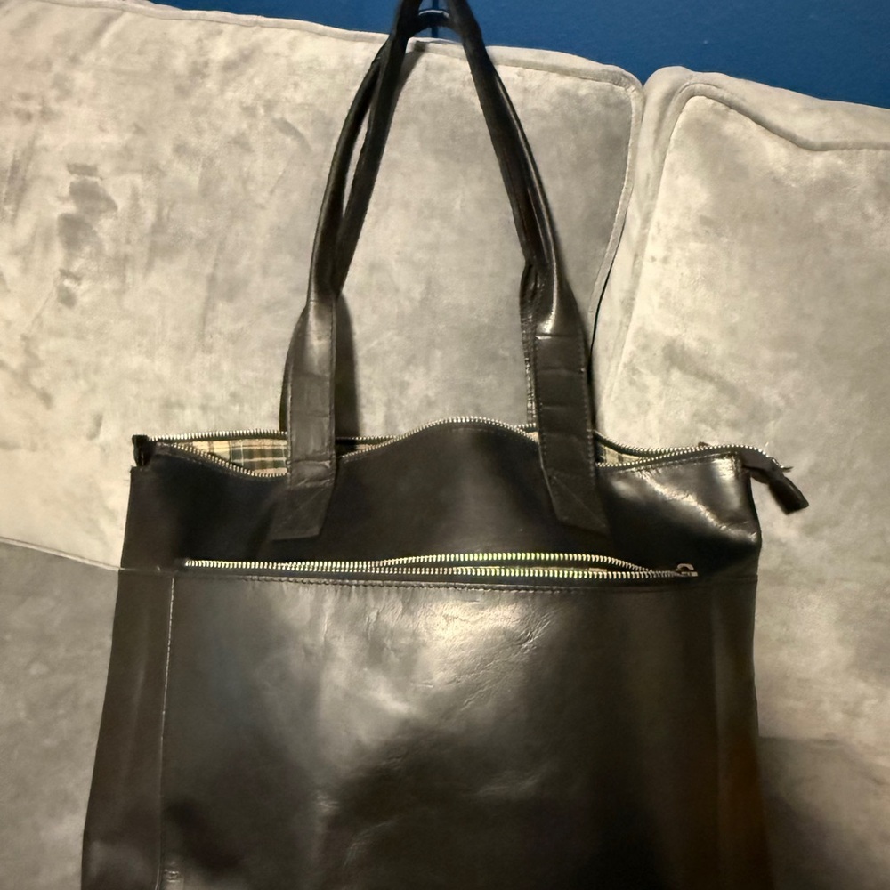 Black Leather Tote Bag